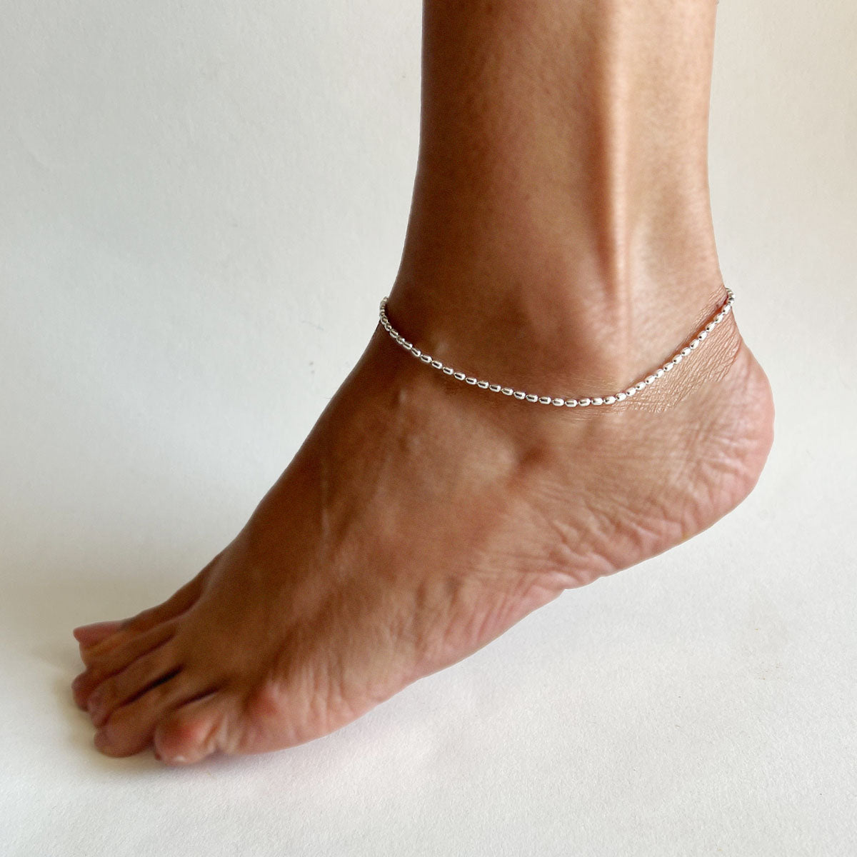ANKLET - 9.25 Silver Oval Chain Anklet (SINGLE)