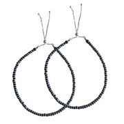 ANKLETS - 92.5 Silver Black-Onyx Bead Anklet with Pull Closure (PAIR)