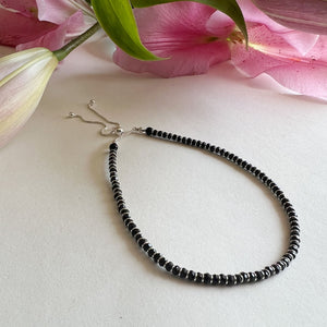 
            
                Load image into Gallery viewer, 92.5 Silver Black-Onyx Bead Anklet with Pull Closure (SINGLE)
            
        