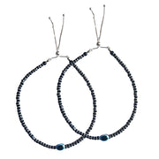 92.5 Silver EvilEye Black-Onyx Bead Anklet (PAIR)