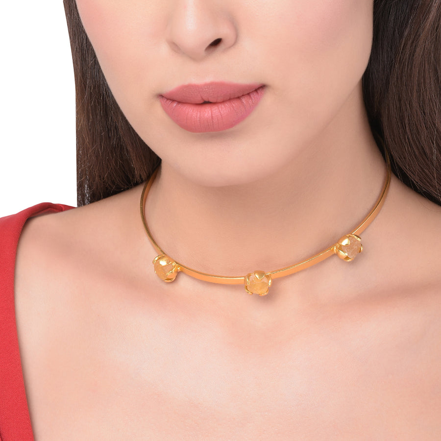 Triple Citrine Choker