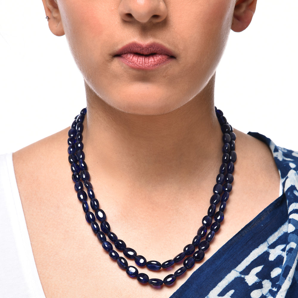 Premium Bridal Blue Sapphire Necklace in Sterling Silver - Gleam Jewels