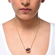 Stone and Chain Necklace - Amethyst