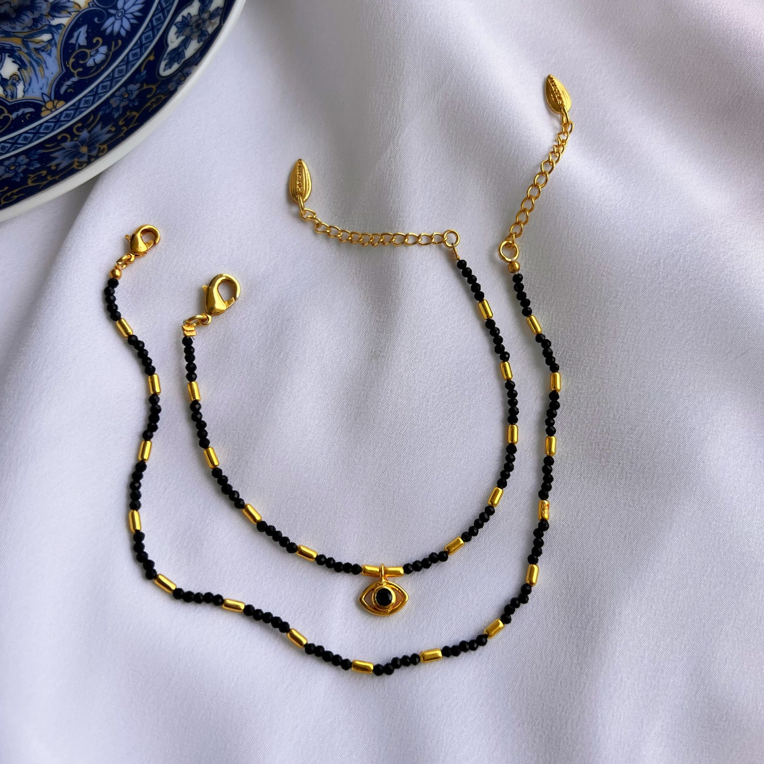 Value Pack - Black Onyx EvilEye Bracelet & Shine Sparkle Anklet