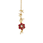 Red Gulab Polki Pearl Maangtika