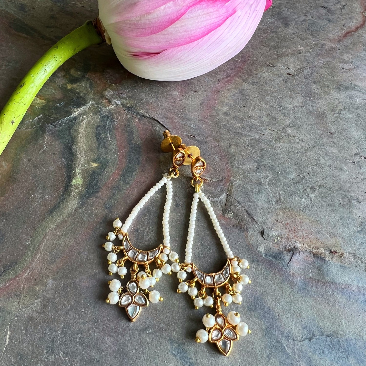 Moon Pearl Dangle Earring