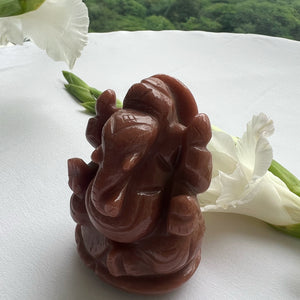 
            
                Load image into Gallery viewer, BLESSED HOME - Ganesh Ji Red Aventurine, Handcrafted Statue
            
        