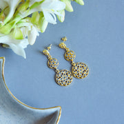 92.5 Silver Round Starry Earrings (with 18K Gold-plating)
