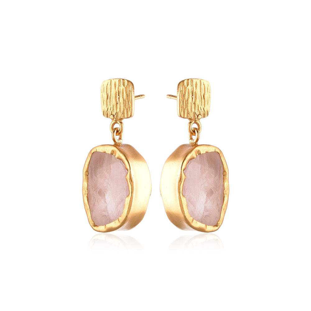 Woodsmoke Shine Rose Quartz Earring